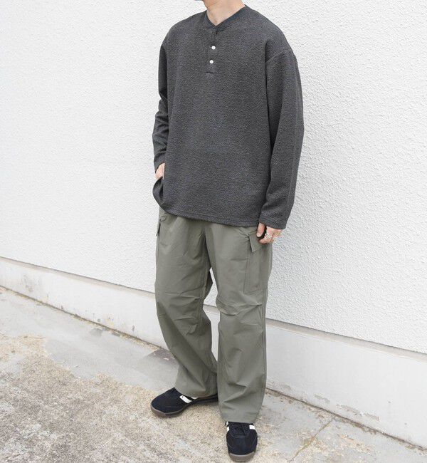 SHIPS any「SHIPS any:〈洗濯機可能〉フクレ ジャカード リラックス ヘンリーネックTシャツ(ロンT)◆」|Tシャツ・カットソー|