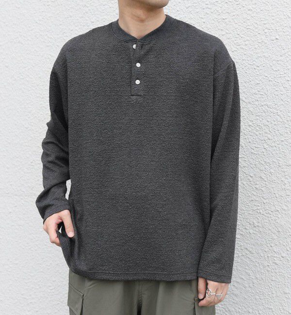 SHIPS any「SHIPS any:〈洗濯機可能〉フクレ ジャカード リラックス ヘンリーネックTシャツ(ロンT)◆」|Tシャツ・カットソー|