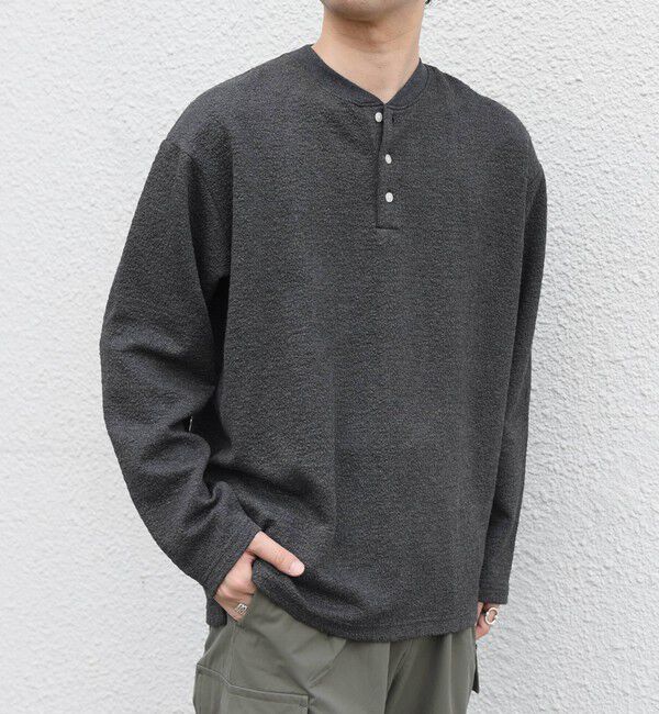 SHIPS any「SHIPS any:〈洗濯機可能〉フクレ ジャカード リラックス ヘンリーネックTシャツ(ロンT)◆」|Tシャツ・カットソー|