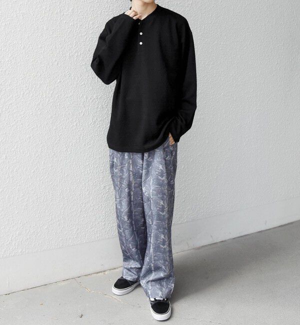 SHIPS any「SHIPS any:〈洗濯機可能〉フクレ ジャカード リラックス ヘンリーネックTシャツ(ロンT)◆」|Tシャツ・カットソー|