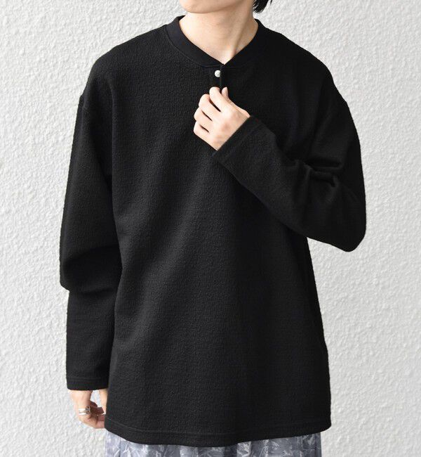 SHIPS any「SHIPS any:〈洗濯機可能〉フクレ ジャカード リラックス ヘンリーネックTシャツ(ロンT)◆」|Tシャツ・カットソー|
