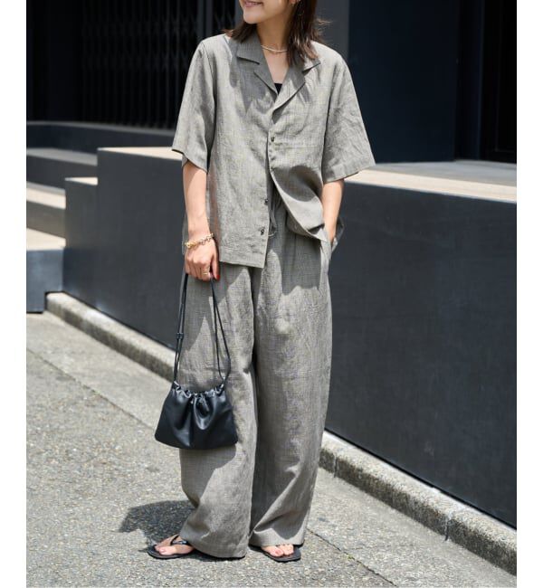 OUTDOOR PRODUCTS Usual Things「リネンブレンドオープンカラーシャツ セットアップ対応」|シャツ・ブラウス|