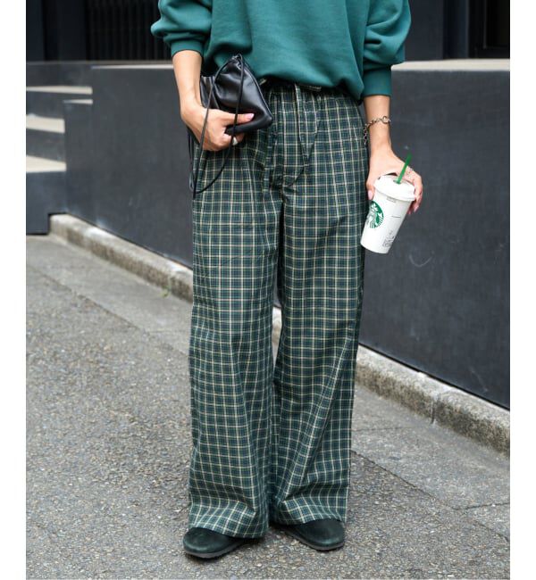 OUTDOOR PRODUCTS Usual Things「≪予約≫COTTON CHECK PAJAMA PT」|スラックス|グリーン
