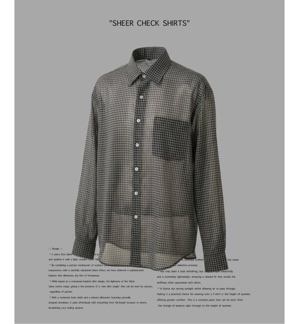 JOINT WORKS「シアー チェック シャツ / SHEER CHECK SHIRTS」|シャツ・ブラウス|ブラック