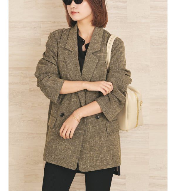 Plage「《予約》R&rsquo;IAM MINI TWEED ジャケット」|テーラードジャケット|ベージュ