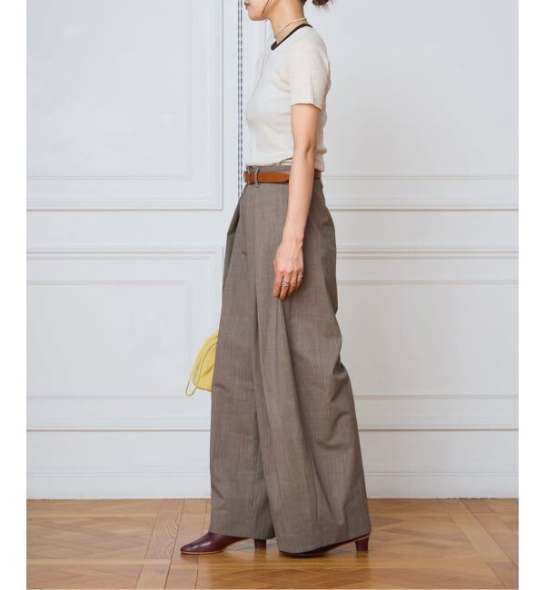IENA LA BOUCLE「IENA LA BOUCLE スラブインパーテッドタックパンツ」|スラックス|