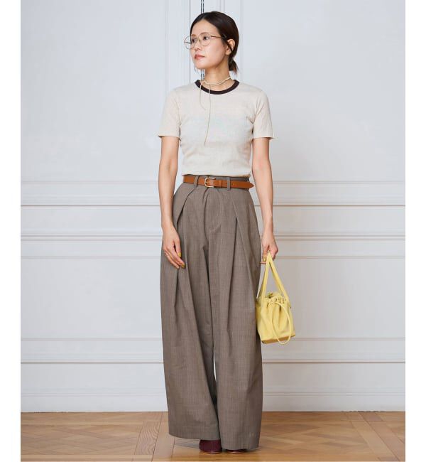 IENA LA BOUCLE「IENA LA BOUCLE スラブインパーテッドタックパンツ」|スラックス|