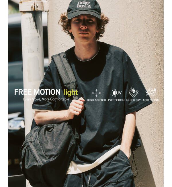 417 EDIFICE「【FREE MOTION LIGHT】ラグランTシャツ」|Tシャツ・カットソー|ブラック