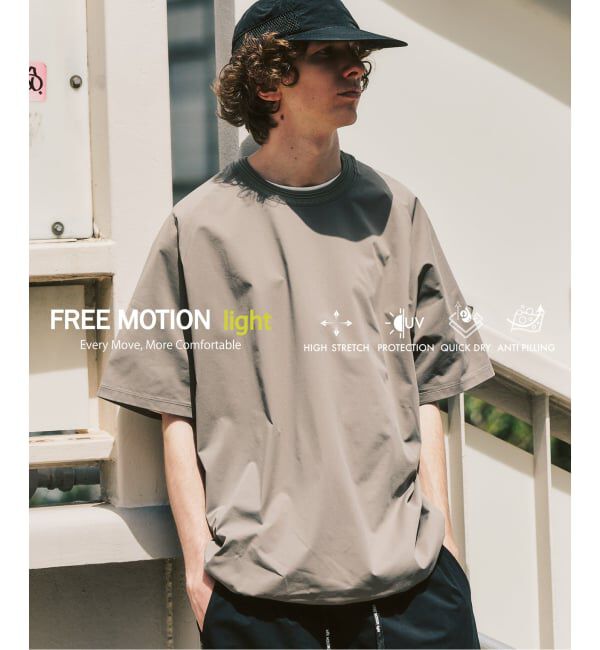 417 EDIFICE「【FREE MOTION LIGHT】ラグランTシャツ」|Tシャツ・カットソー|カーキ