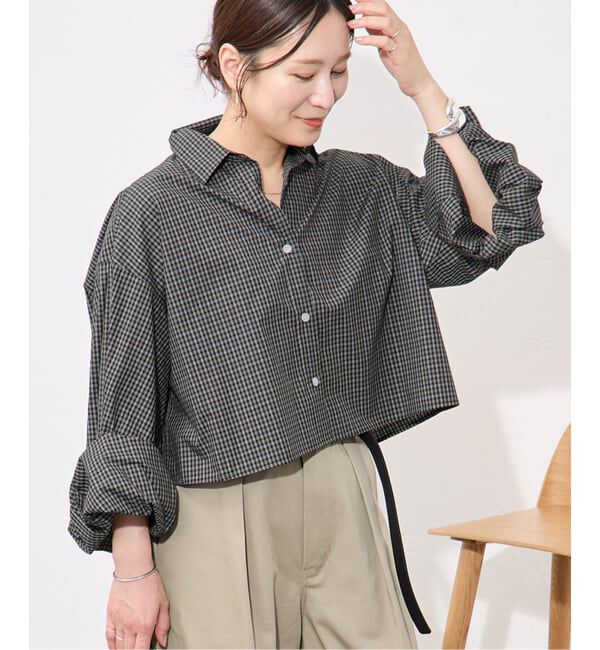 JOURNAL STANDARD「UTILITY TYPEWRITER クロップドシャツ」|シャツ・ブラウス|ブラック