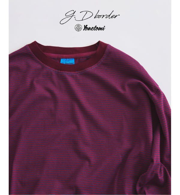 JOURNAL STANDARD relume「《予約》米富繊維 / Yonetomi 別注 ガーメントダイ ボーダー ロンT」|Tシャツ・カットソー|ボルドー A
