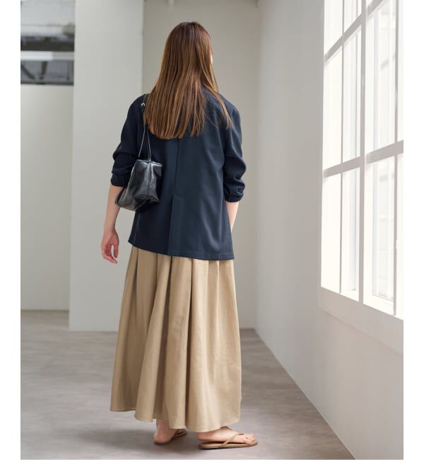 U by SPICK&SPAN「コットンリネンバックギャザーワンピース」|ワンピース|