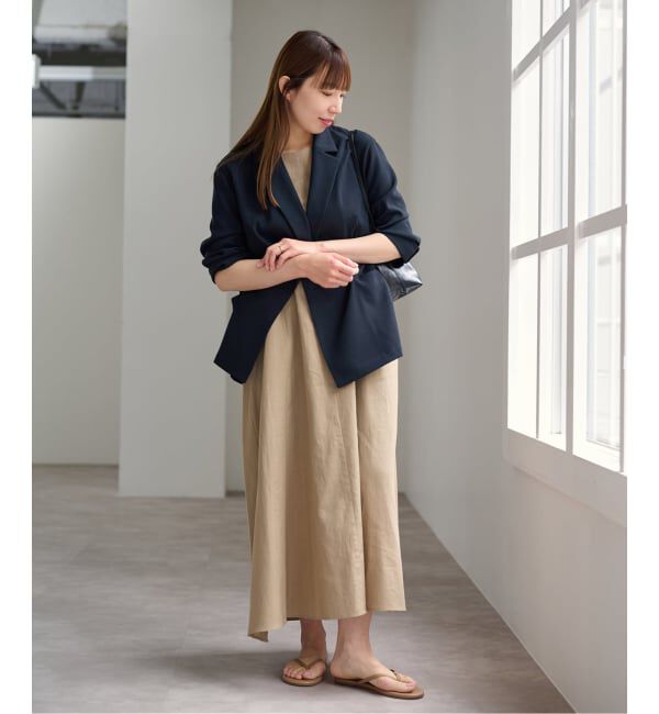 U by SPICK&SPAN「コットンリネンバックギャザーワンピース」|ワンピース|