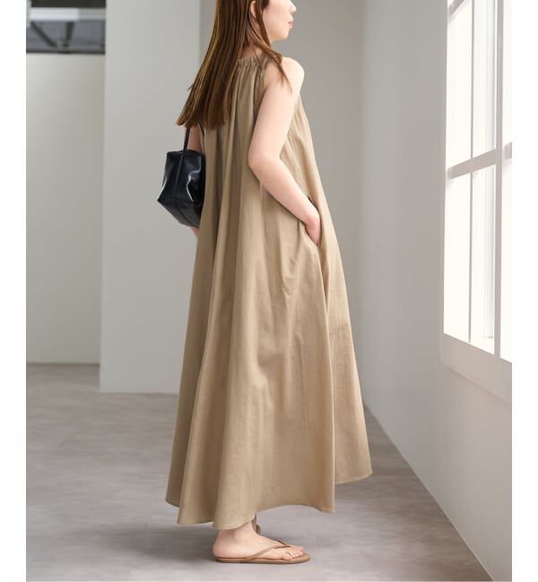 U by SPICK&SPAN「コットンリネンバックギャザーワンピース」|ワンピース|