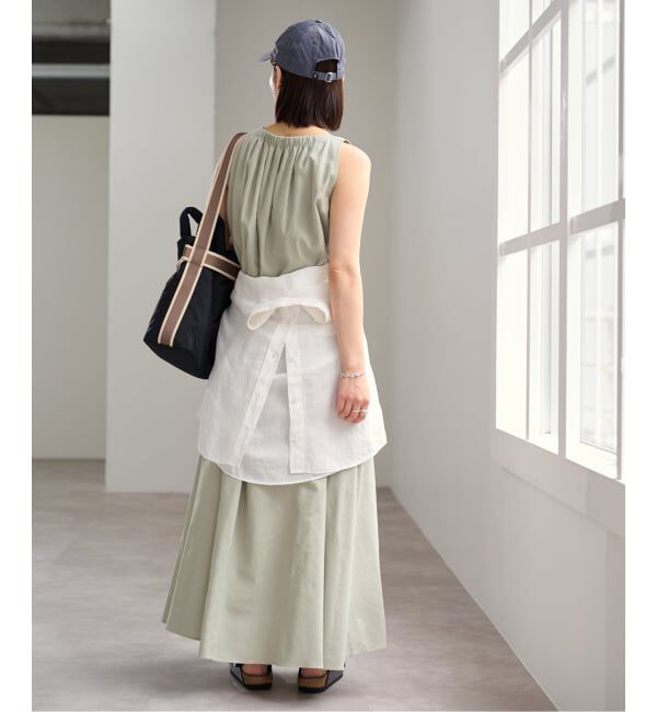 U by SPICK&SPAN「コットンリネンバックギャザーワンピース」|ワンピース|