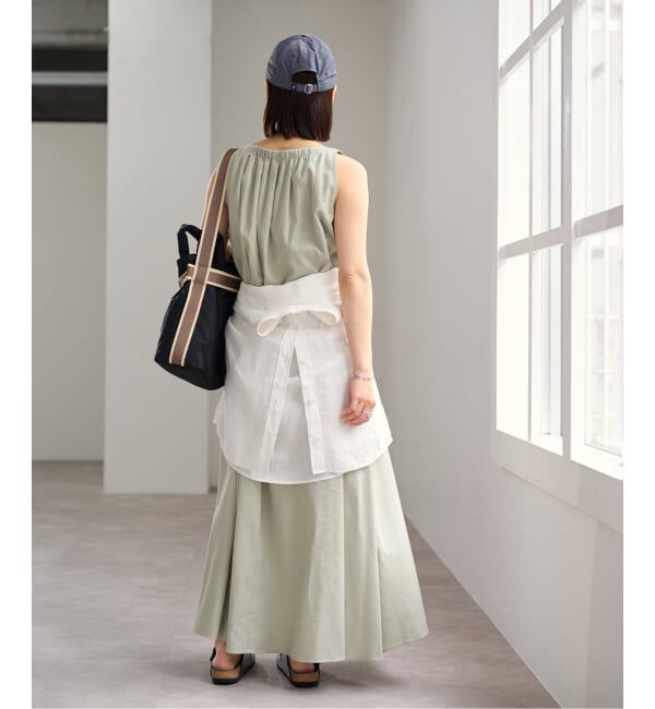 U by SPICK&SPAN「コットンリネンバックギャザーワンピース」|ワンピース|
