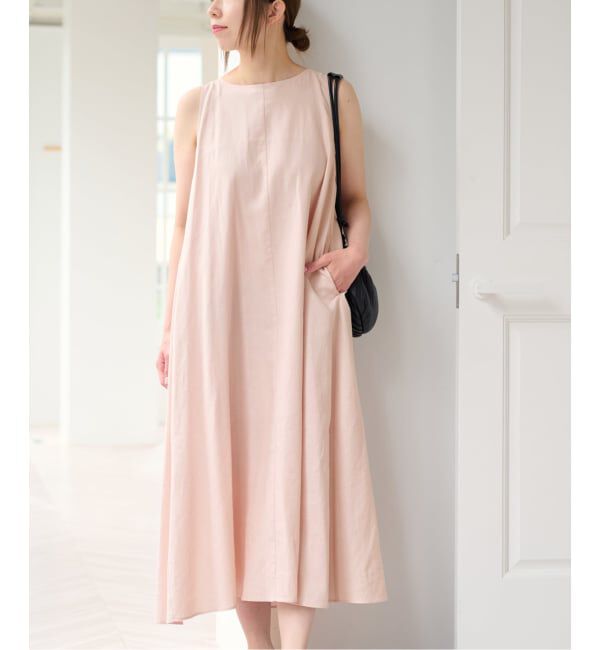 U by SPICK&SPAN「コットンリネンバックギャザーワンピース」|ワンピース|