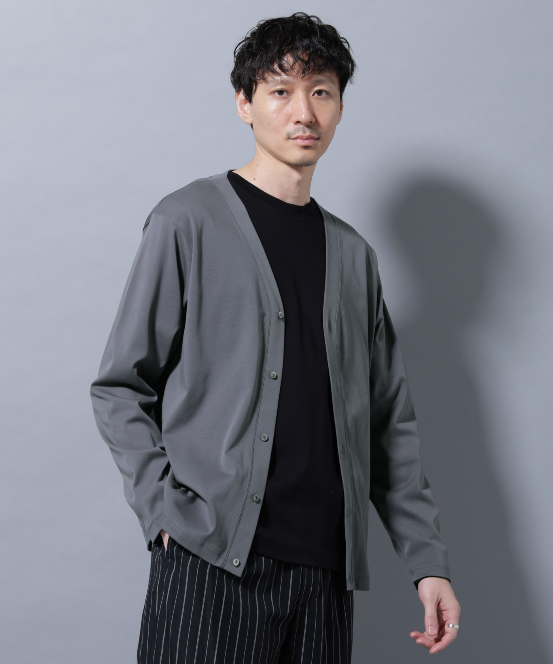 NANO universe「アンチスメルカーディガン 長袖」|Tシャツ・カットソー|チャコール3