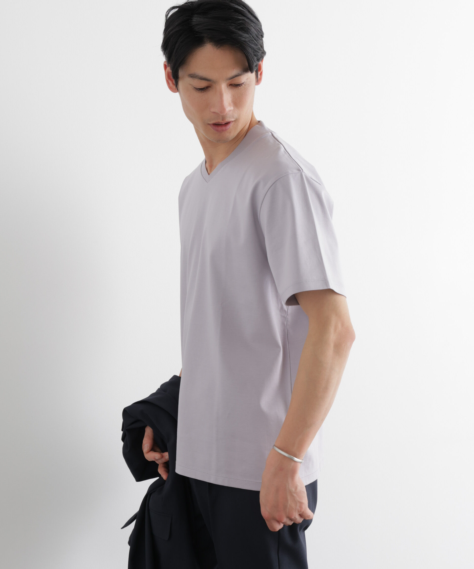 NANO universe「ジャケT(R)プレミアム Vネック 半袖」|Tシャツ・カットソー|