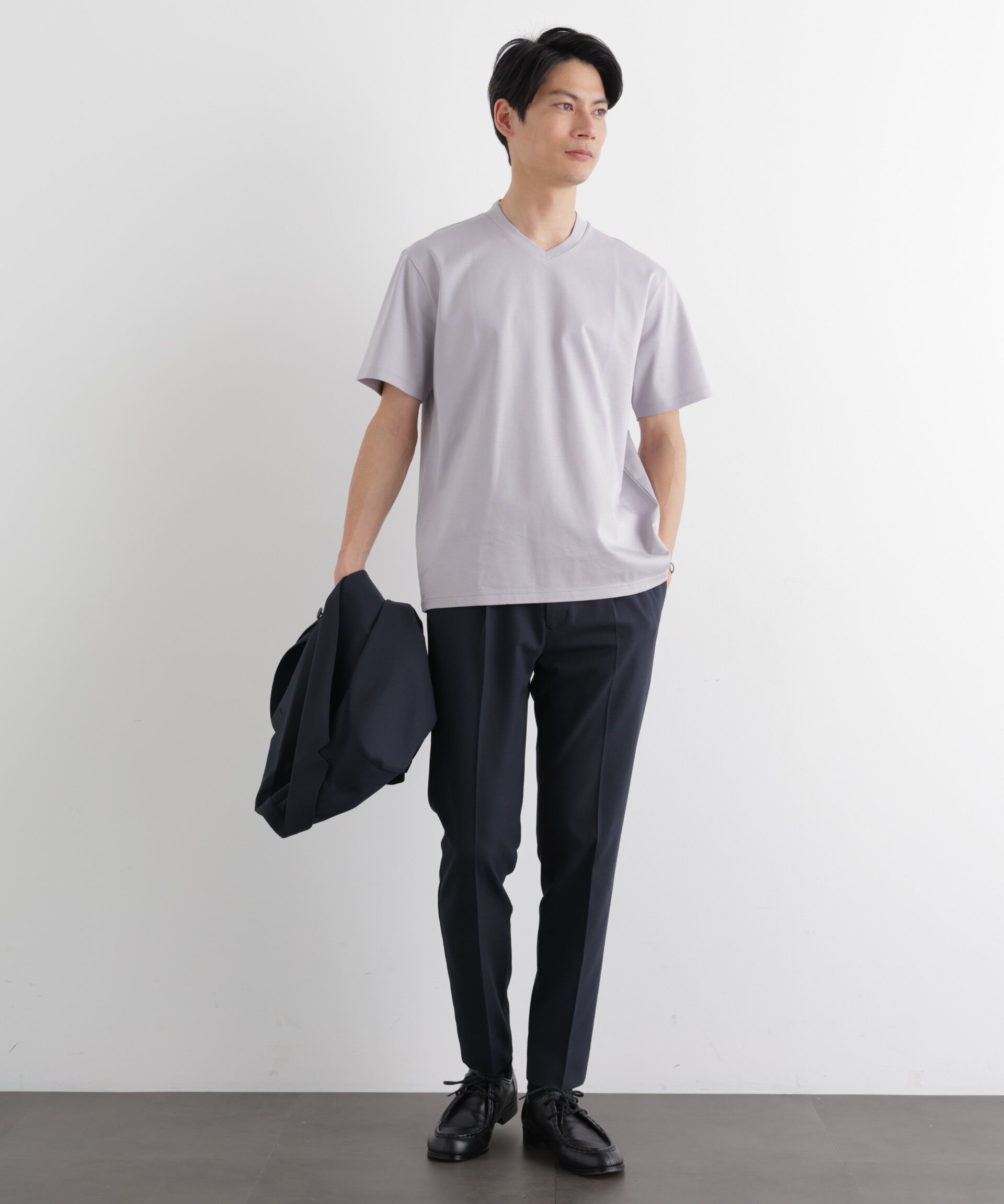 NANO universe「ジャケT(R)プレミアム Vネック 半袖」|Tシャツ・カットソー|