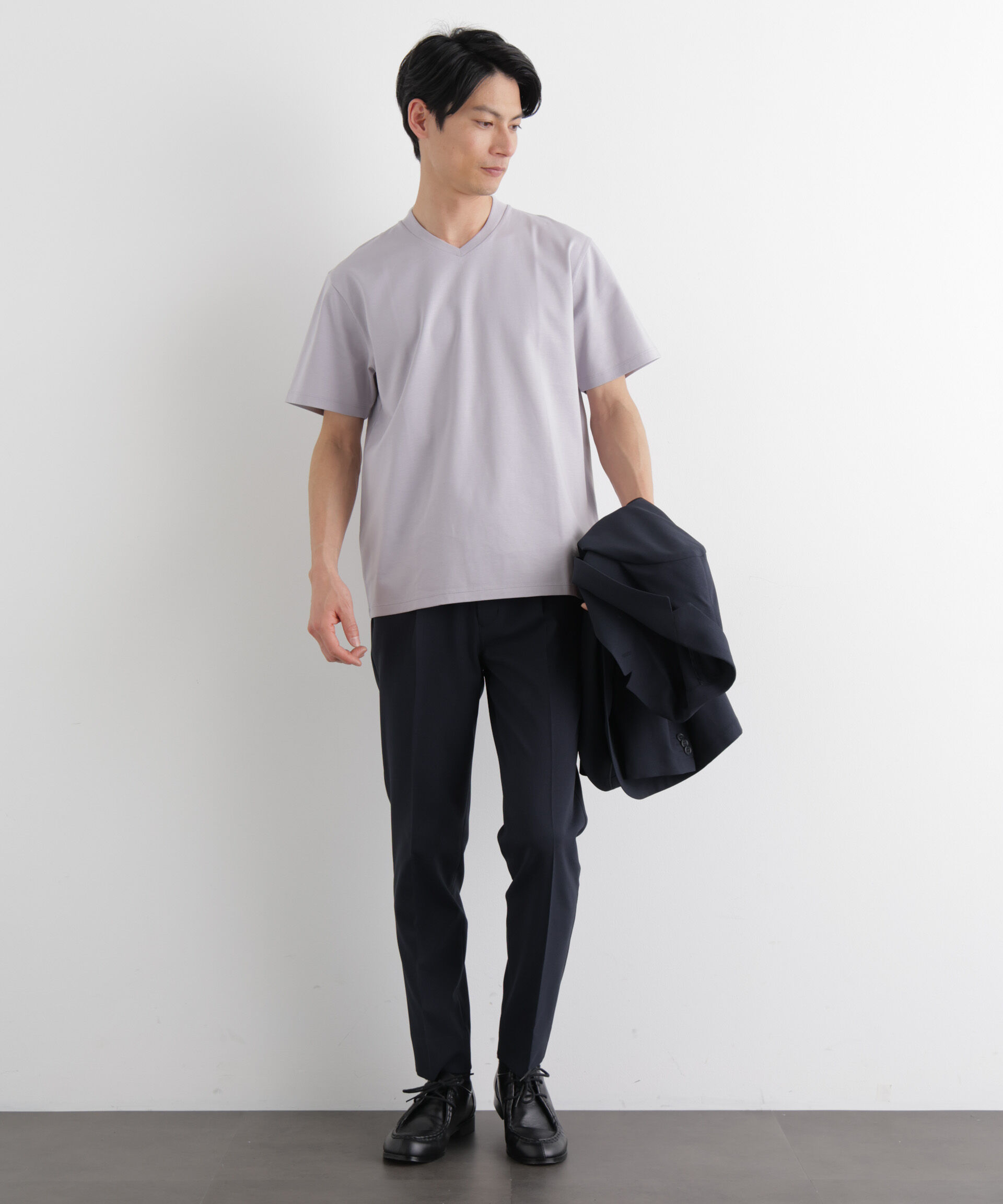 NANO universe「ジャケT(R)プレミアム Vネック 半袖」|Tシャツ・カットソー|