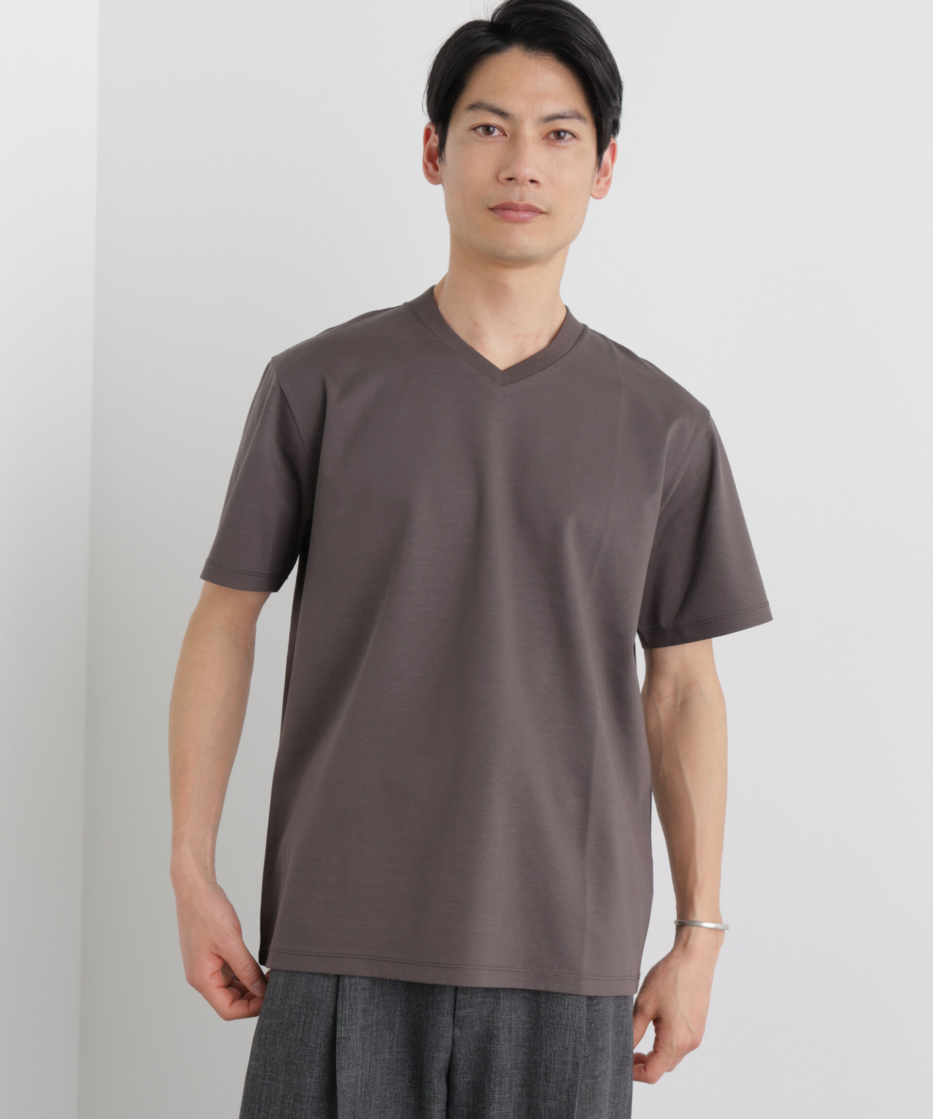NANO universe「ジャケT(R)プレミアム Vネック 半袖」|Tシャツ・カットソー|