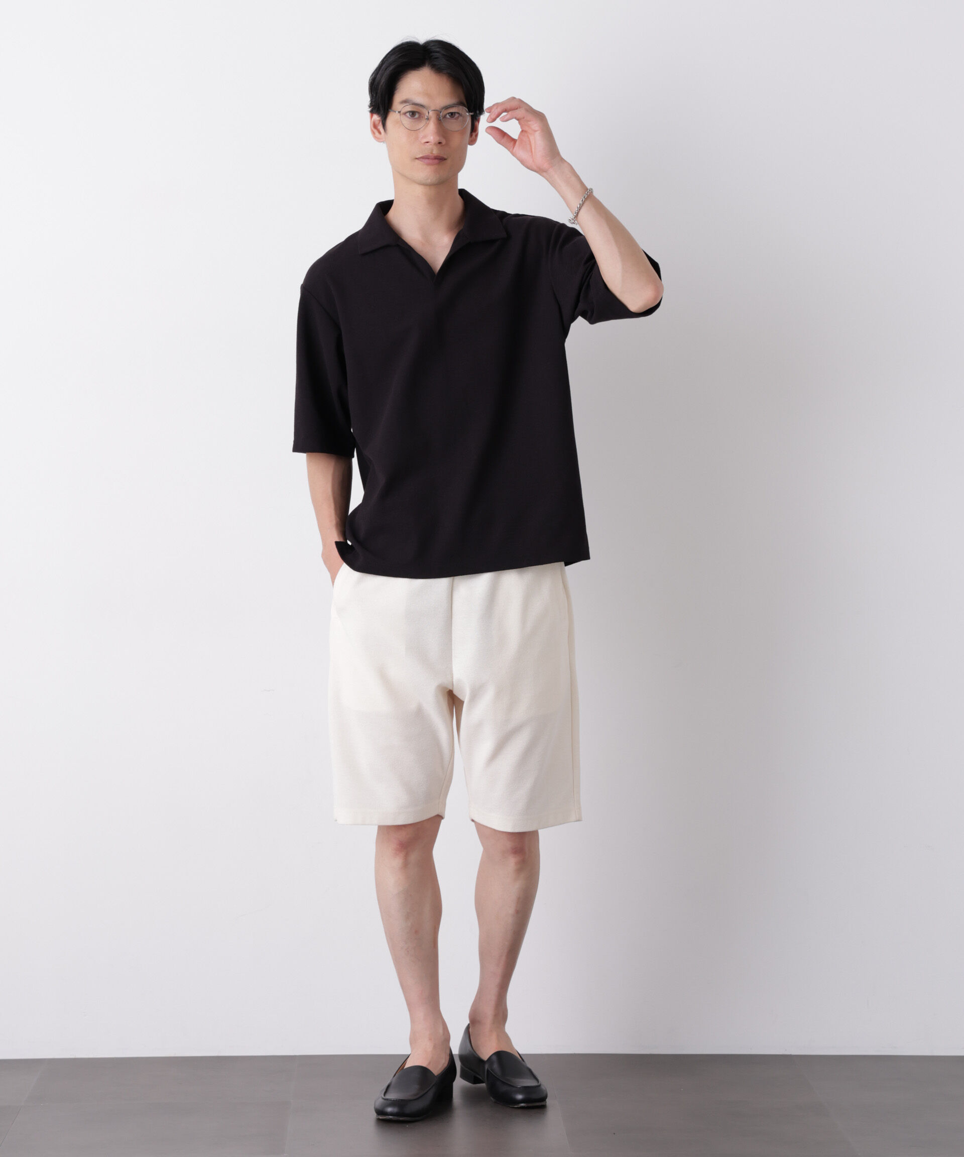 NANO universe「マイクロパイル スキッパーポロシャツ 吸水速乾（セットアップ可）」|Tシャツ・カットソー|