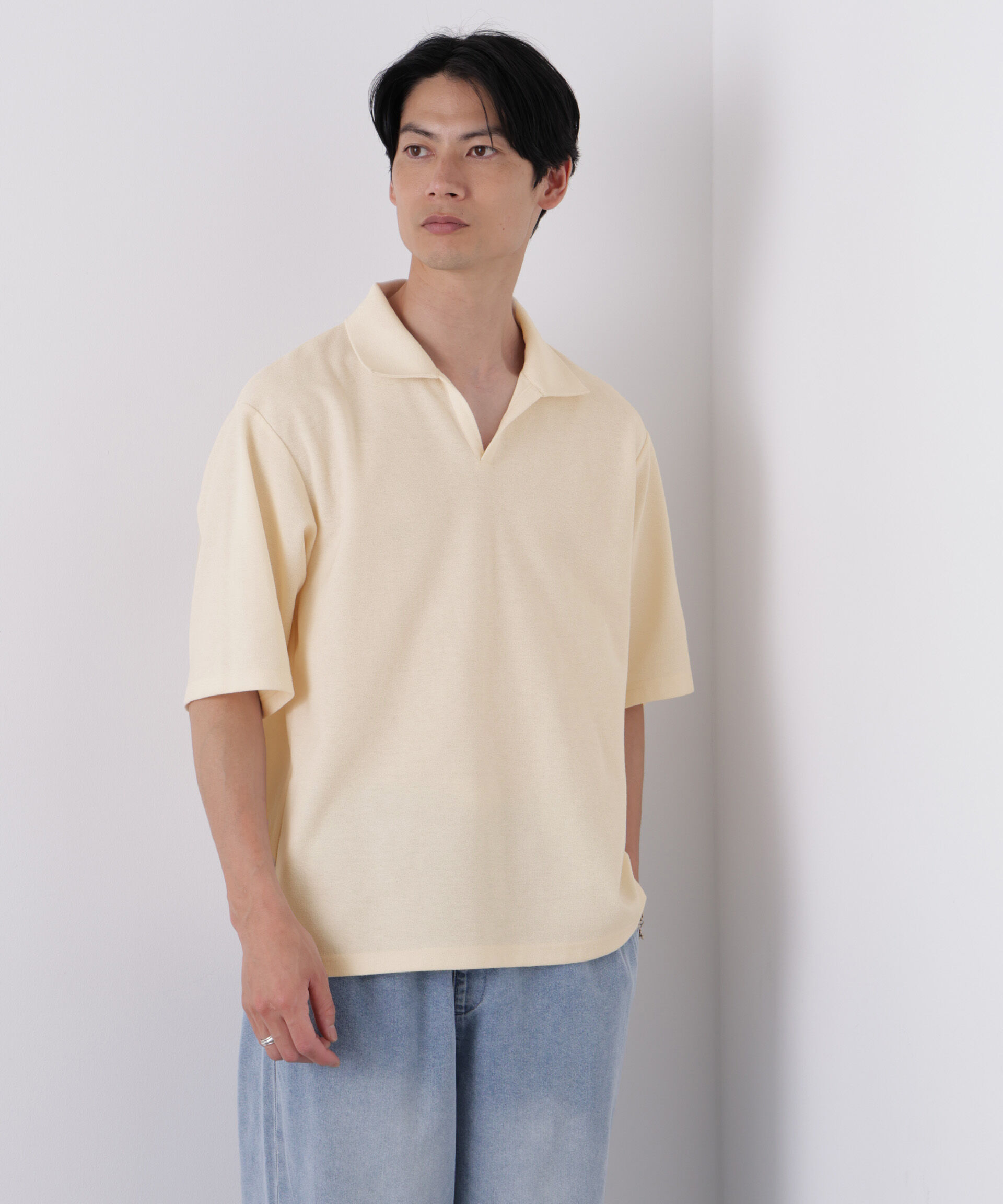 NANO universe「マイクロパイル スキッパーポロシャツ 吸水速乾（セットアップ可）」|Tシャツ・カットソー|