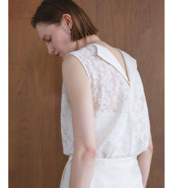 BEIGE,「FLUORITE / 異素材コンビ レースブラウス」|シャツ・ブラウス|