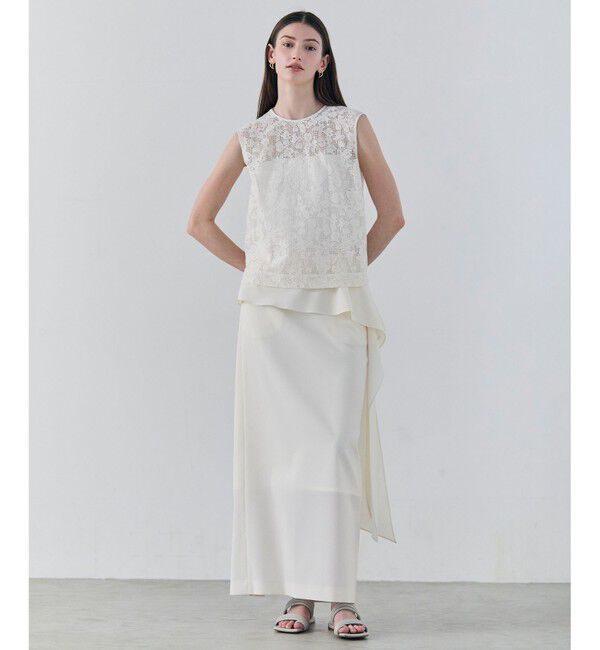 BEIGE,「FLUORITE / 異素材コンビ レースブラウス」|シャツ・ブラウス|