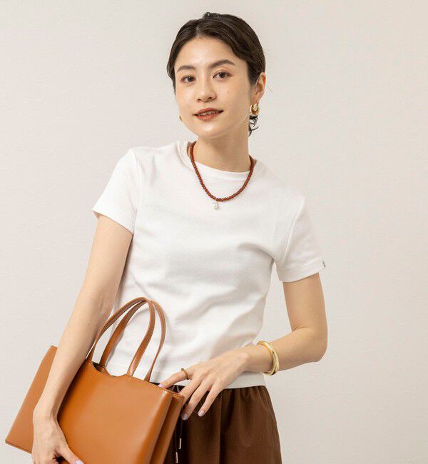 MAQWEL「【MAQWEL/マクウェル】ウォッシャブルCOTTON RIB 半袖Tシャツ」|Tシャツ・カットソー|