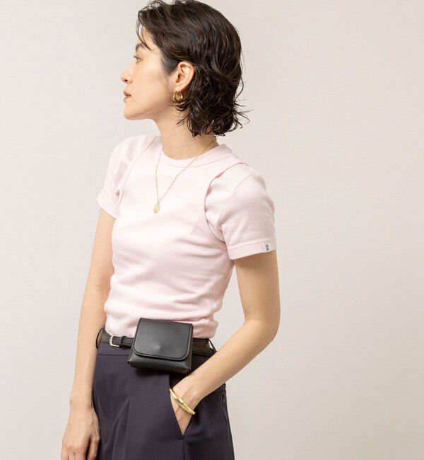 MAQWEL「【MAQWEL/マクウェル】ウォッシャブルCOTTON RIB 半袖Tシャツ」|Tシャツ・カットソー|