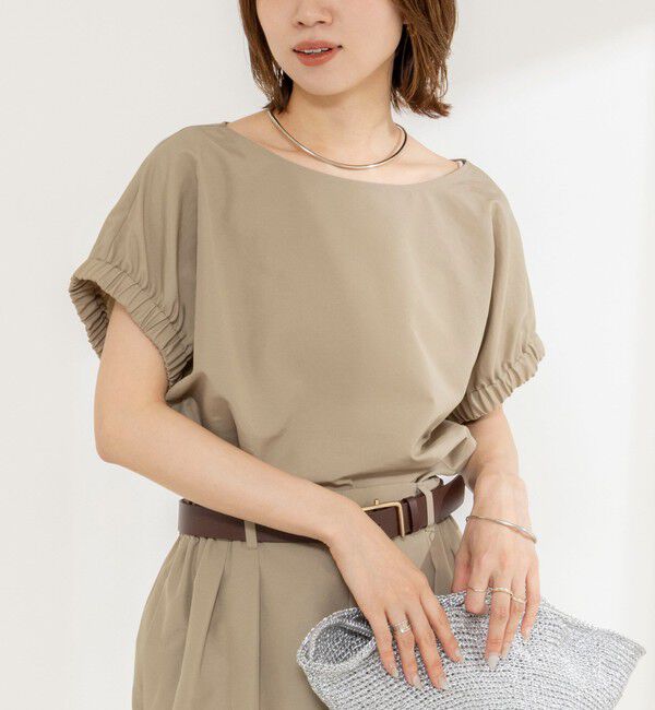 NOLLEY'S「《セットアップ対応》ウォッシャブルエクセルテックタンブラーギャザーフレンチスリーブブラウス」|シャツ・ブラウス|