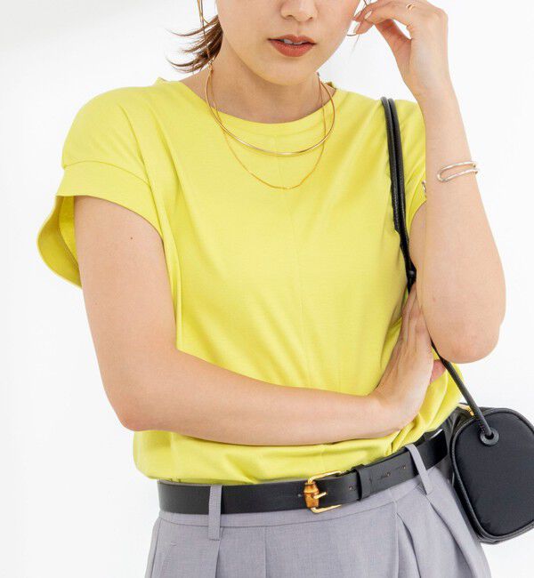NOLLEY'S「《ノーリーズオリジナル美容Tシャツ》シルクアミノ酸加工オーバーノースリーブ」|Tシャツ・カットソー|イエロー