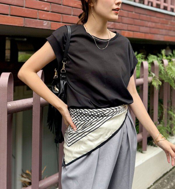 NOLLEY'S「《ノーリーズオリジナル美容Tシャツ》シルクアミノ酸加工オーバーノースリーブ」|Tシャツ・カットソー|