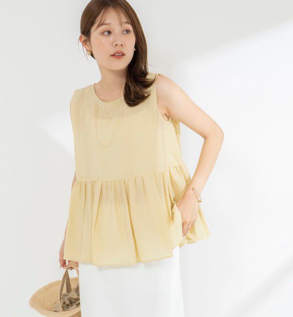 NOLLEY'S「《接触冷感》【BECシリーズ】ウォッシャブルシアーノースリーブペプラムブラウス」|シャツ・ブラウス|