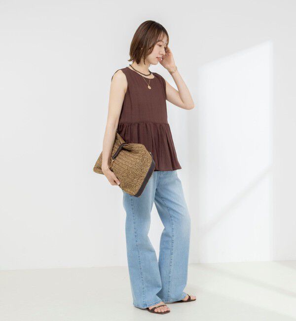NOLLEY'S「《接触冷感》【BECシリーズ】ウォッシャブルシアーノースリーブペプラムブラウス」|シャツ・ブラウス|