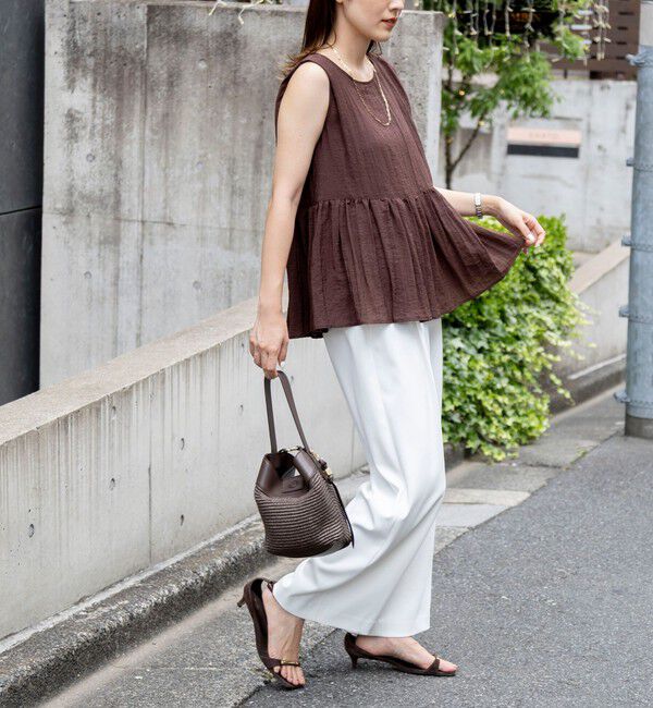 NOLLEY'S「《接触冷感》【BECシリーズ】ウォッシャブルシアーノースリーブペプラムブラウス」|シャツ・ブラウス|