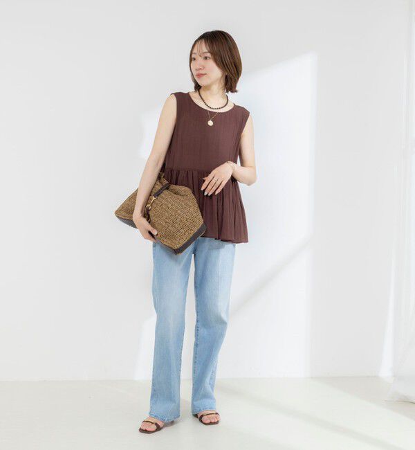 NOLLEY'S「《接触冷感》【BECシリーズ】ウォッシャブルシアーノースリーブペプラムブラウス」|シャツ・ブラウス|
