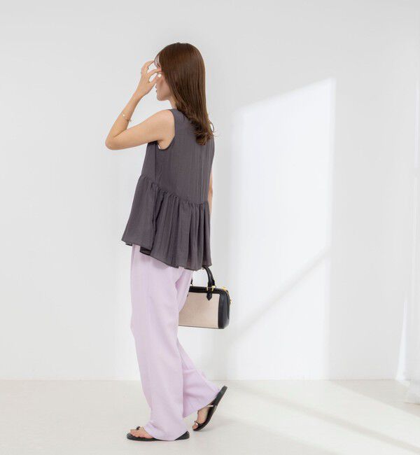 NOLLEY'S「《接触冷感》【BECシリーズ】ウォッシャブルシアーノースリーブペプラムブラウス」|シャツ・ブラウス|