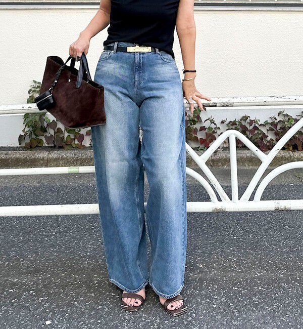 Rie Miller「《4サイズ展開》【RM denim】ルーズワイドデニム」|デニム|