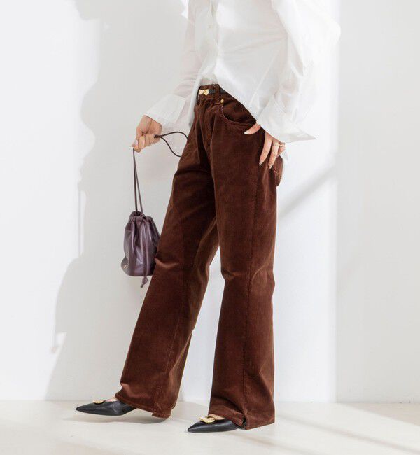 Rie Miller「《5サイズ展開》【RM denim】ウォッシャブルセンタープレス裾デザインコーデュロイパンツ」|チノ|