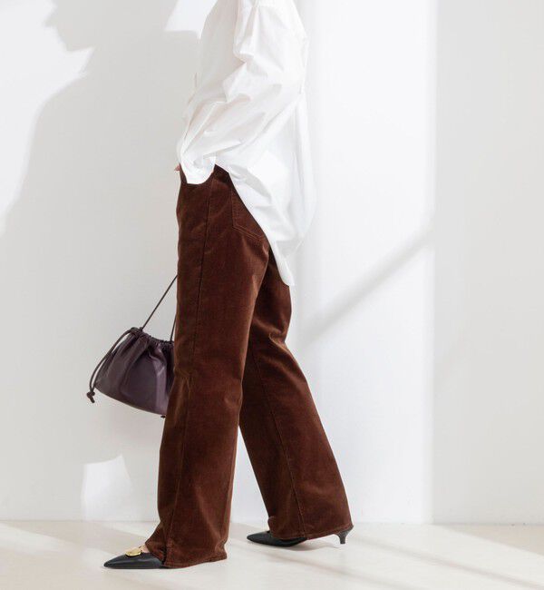 Rie Miller「《5サイズ展開》【RM denim】ウォッシャブルセンタープレス裾デザインコーデュロイパンツ」|チノ|