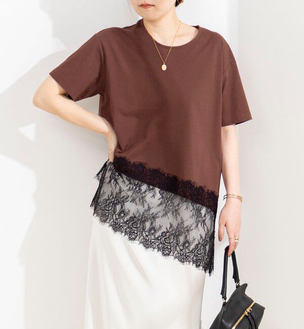NOLLEY'S sophi「【BECシリーズ】ウォッシャブル裾レースイレヘムＴシャツ」|Tシャツ・カットソー|ブラウン