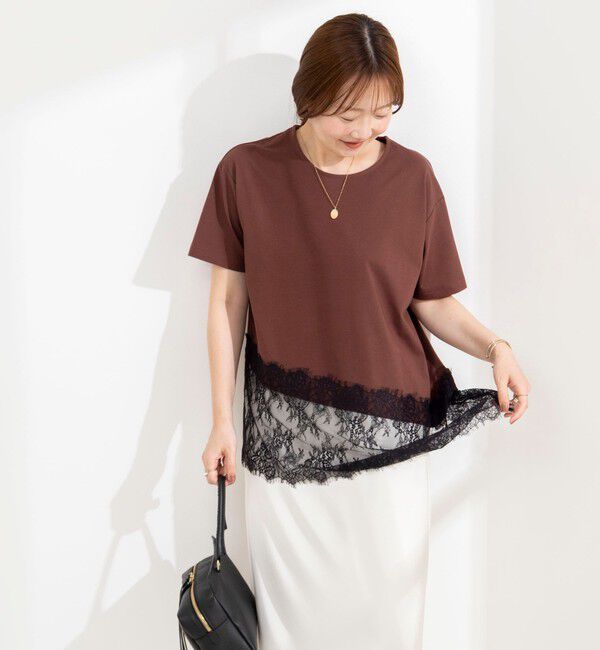 NOLLEY'S sophi「【BECシリーズ】ウォッシャブル裾レースイレヘムＴシャツ」|Tシャツ・カットソー|
