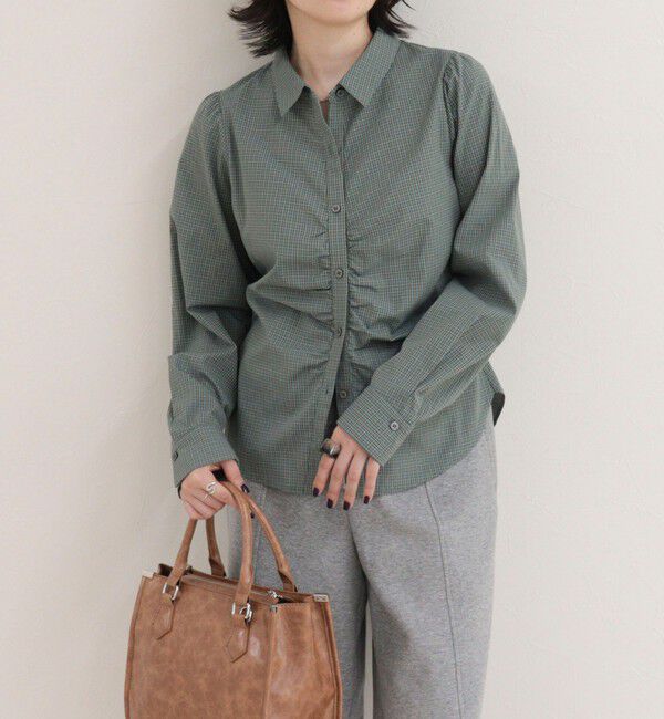 fredy emue「【WEB限定カラーあり】フロントギャザーコンパクトシャツ」|シャツ・ブラウス|