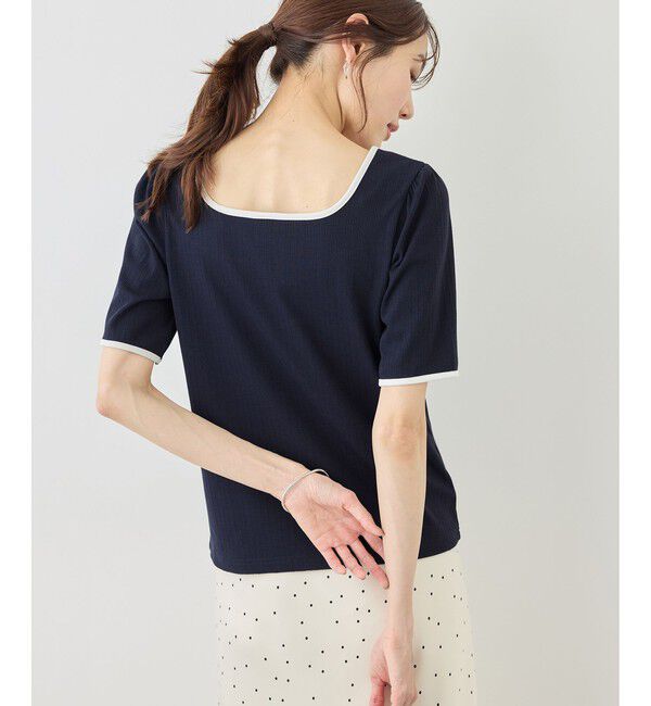 Rope&rsquo;Picnic「前後2WAY配色テレコリボンディテールトップス」|Tシャツ・カットソー|