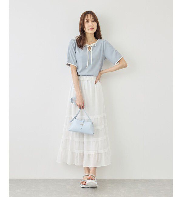 Rope&rsquo;Picnic「前後2WAY配色テレコリボンディテールトップス」|Tシャツ・カットソー|