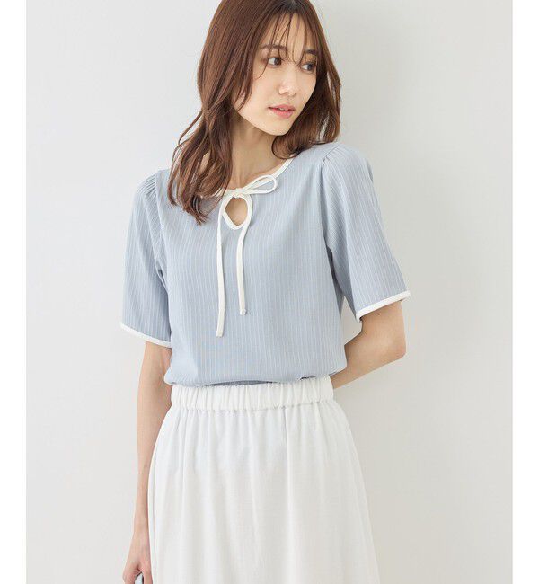 Rope&rsquo;Picnic「前後2WAY配色テレコリボンディテールトップス」|Tシャツ・カットソー|