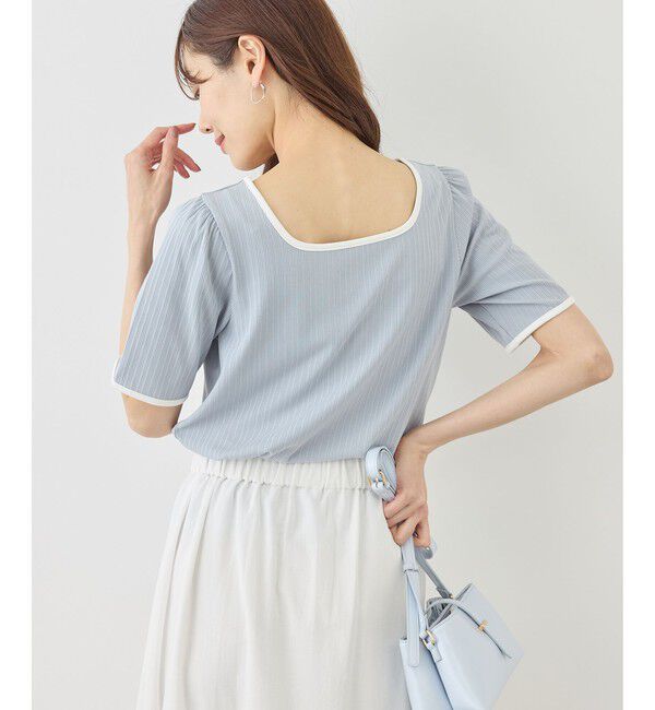 Rope&rsquo;Picnic「前後2WAY配色テレコリボンディテールトップス」|Tシャツ・カットソー|